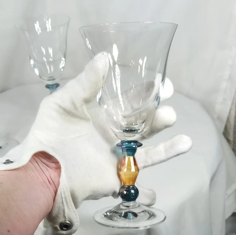 Set Of 3 Mikasa Estate Clear Amber Wine Glass Goblet